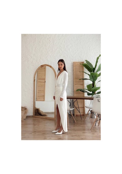 Can Çapar Kadın Abiye Derin Degaje Yaka Likralı Kemer Detaylı Bodycon Maxi Elbise - Abiye & Mezuniyet Elbisesi Beyaz Can Çapar Kadın Abiye Derin Degaje Yaka Likralı Kemer Detaylı Bodycon Maxi Elbise - Abiye & Mezuniyet Elbisesi Beyaz