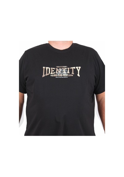 Moc Grande Mocgrande Erkek Büyük Beden Sıfır Yaka Tişört Identity 25189 Sıyah SIYAH