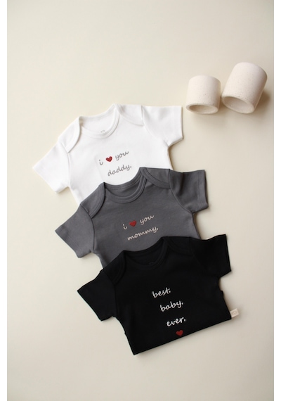 Oh La La Koala 3lü Nakışlı Kısa Kollu Çıt Çıtlı Body Zıbın Model 7 Çok Renkli