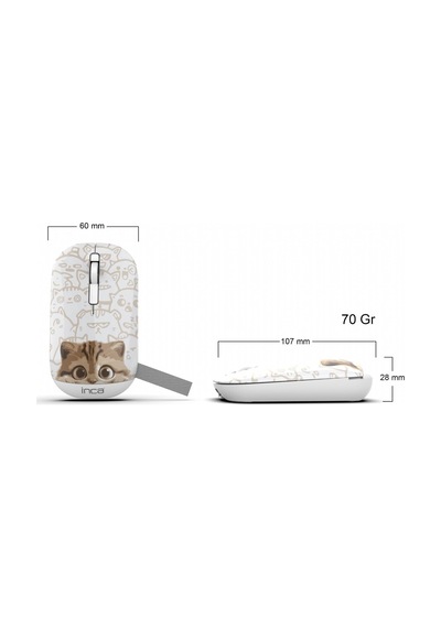 Inca Iwm-242k Bluetooth 5.4 + 2.4g Kablosuz Sessiz Optik Mouse Şarjlı 500mah Batarya Çift Modlu Bağlantı 800-1600 Dpı Manyetik Kapak Sağ-sol El Uyumlu Windows, Mac, Android