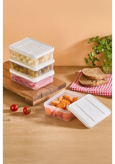 Selka Home 4 Adet 0.5 Lt. Nora  Organizer Buzdolabı Buzluk Düzenleyici Saklama Kabı