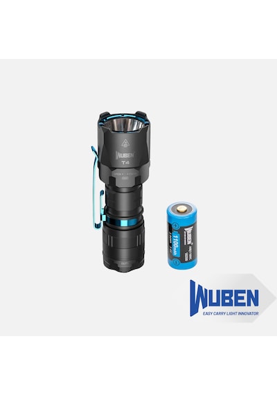 Wuben T4 Şarj Edilebilir Taktik El Feneri 850 Lümen, Type-c Şarjlı, Su Geçirmez Siyah