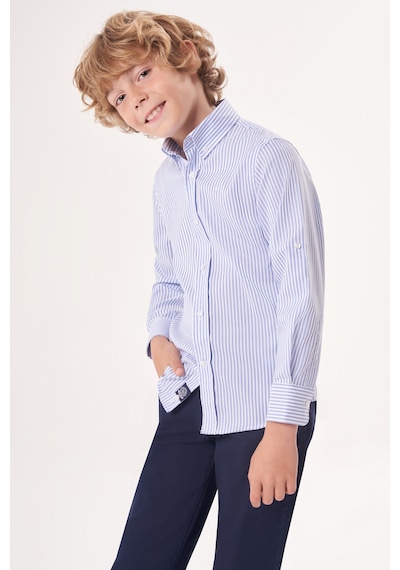 Bisse Regular Fit Yaka Düğmeli Mavi Çocuk Erkek Gömlek Gm23y231161 D35 Mavi