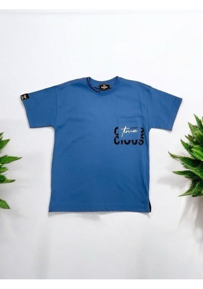 Carinos Erkek Çocuk Movement Yazılı Pamuklu Tshirt-14178-mavi Mavi