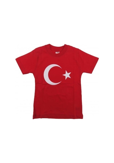 Lollico Unisex Çocuk Kırmızı Ay Yıldız Türk Bayraklı T-shirt KIrmızı