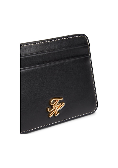 Th Scrıpt Leather Cc Holder SİYAH