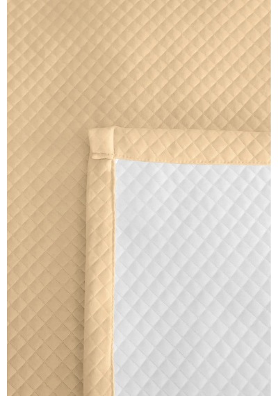 Krem Minimal Genç Odası Tek Kişilik Pike Takımı - Bej Geometrik 160x220 Cm Kapitone Yatak Örtüsü Ekru