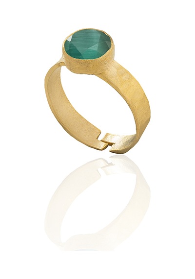 Kadir Jewellery 22 Ayar Altın Kaplama Zirkon Taşlı Kadın Minimal Yüzük Ördek Yeşil 99715437