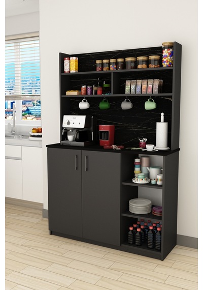 Asra Trend Kahve Köşesi KAHVE02 %100 MDF Çok Amaçlı Mutfak Dolabı Antrasit - Royal Mermer Asra Trend Kahve Köşesi KAHVE02 %100 MDF Çok Amaçlı Mutfak Dolabı Antrasit - Royal Mermer