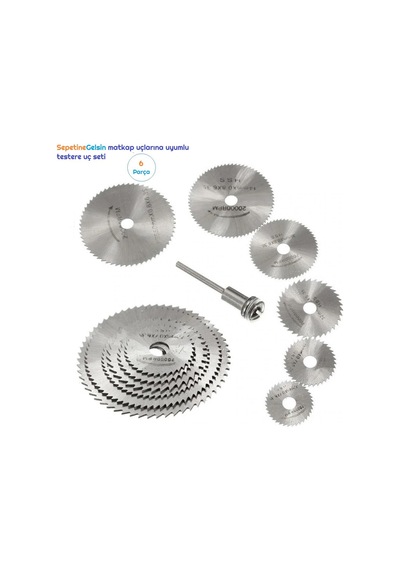 Sepetinegelsin Metal 6 Parça Mini Matkap Ucu Ahşap Kesme Yuvarlak Çelik Bıçak Disk Testere Seti Kiti