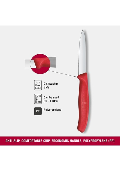 6.7601.c1 Swiss Classic 8cm Düz Soyma Bıçağı, Kırmızı