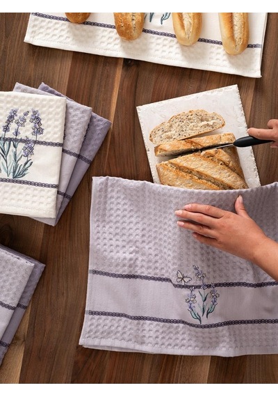 Mutfak Havlusu 7 Li Pamuk Torshon Lavanta 45x65 Cm Lila