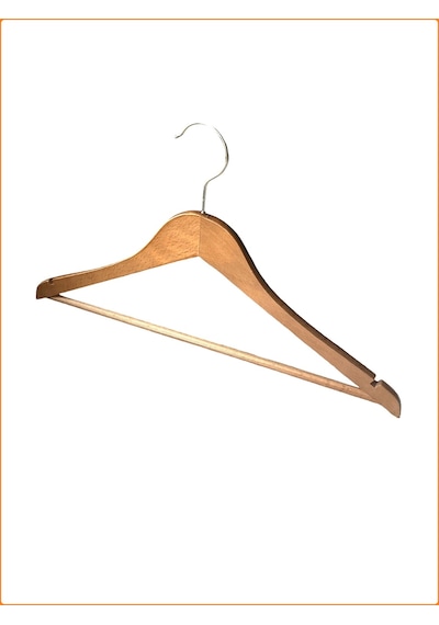 Cilalı Ahşap Elbise Askısı 44 CM 24'lü Ahşap