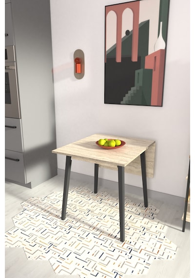 Vilinze Avanos Mdf Katlanır Traverten Ahşap Mutfak Masası - 70x80 Cm
