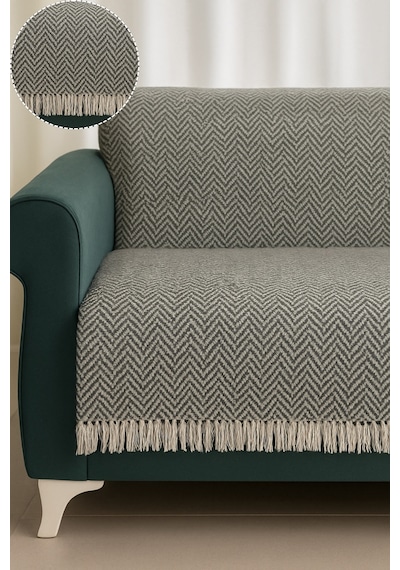Pamuklu Koltuk Örtüsü 170x210 Cm Tekli&üçlü Koltuk,çekyat Ve Berjer İçin Modern Çizgili Yıkanabilir Antrasit