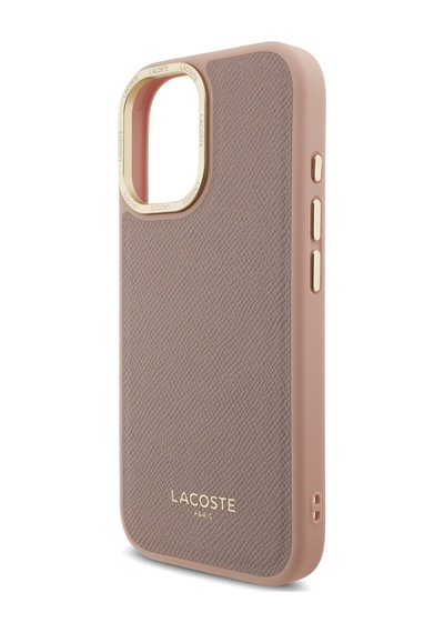 Apple Uyumlu iPhone 17 Kılıf Lacoste Lisanslı M-safeli Champs Elysees Pu Deri Tasarımlı Kapak Pembe Pembe