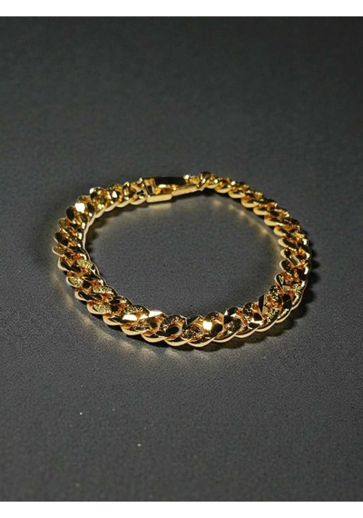 Işıltılı Dokulu Altın Kaplama Gurmet Zincir Bileklik - 19 Cm Takı Aksesuar Gold