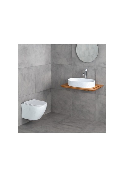 Tezgahüstü Lavabo Mat Beyaz Mermer E-w1202m8 Beyaz