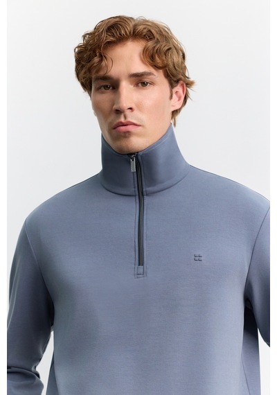Avva Erkek İndigo Dik Yaka Fermuarlı Modal Karışımlı Soft Touch Regular Fit Sweatshirt A62y1271 Avva Erkek İndigo Dik Yaka Fermuarlı Modal Karışımlı Soft Touch Regular Fit Sweatshirt A62y1271