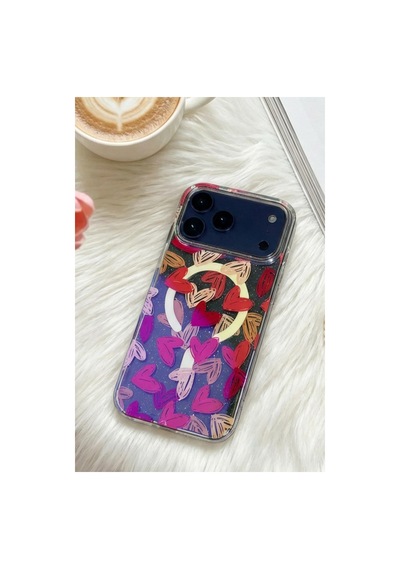 Onegif Apple İphone 17 Pro Max/18 Pro Max Desina Magsafe Kapak - Desen 6 Mavi