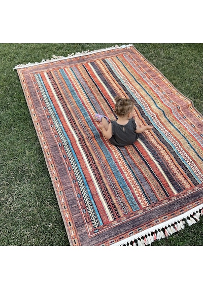 Tuğra Halı Şal 10630 Fırsat Etnik Desenli Modern Kilim