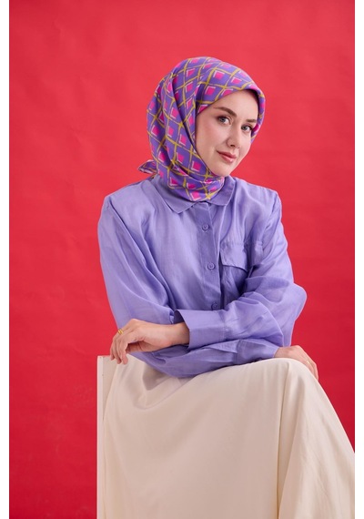 Silk Home Twill İpek Eşarp 11474 - 90 X 90 / Mor,pembe,çağla - 09 Mor,pembe,çağla - 09