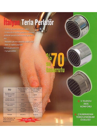 Perlatör %70 Su Tasarruflu 7 Lt Akışlı