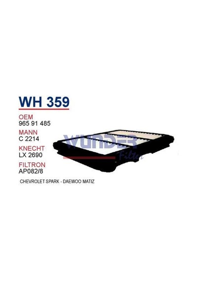 WUNDER WH359 HAVA FİLTRESİ - CHEVROLET SPARK-DAEWOO MATİZ