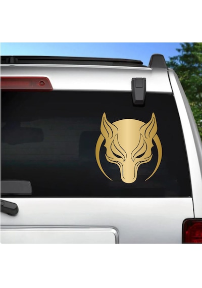 Börü Sticker - Gökbörü Kurt Hilal Sticker - Araba Oto Cam Motosiklet Karavan Sticker - 00238 15x14 Cm
