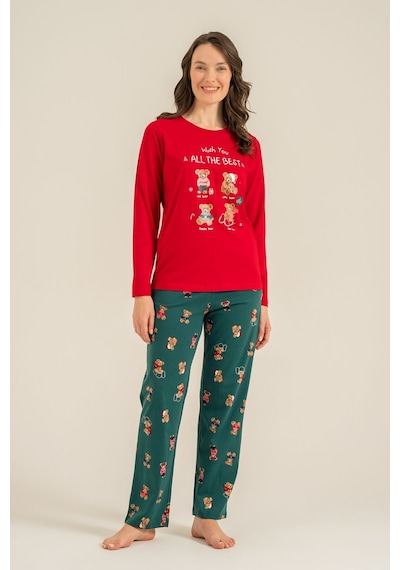 Rolypoly Anne Kız Wish You All The Best Kırmızı Uzun Kol Pijama Takım Rp3918-a-v1 Rp3918-a-v1