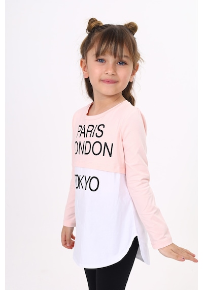 Toontoy Kids Toontoy Kız Çocuk Paris London Baskılı T-shirt Pudra