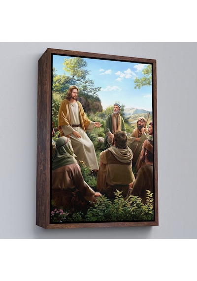 Çerçeveli İsa Mesih Havarilerine Ders Veriyor, Hristiyan Hediye Tablosu Jesus Christ -6382