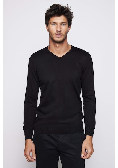Tudors Slim Fit Dar Kesim V Yaka Tüylenmeyen Yumuşak Doku Beyaz Erkek Kazak-28766-beyaz Beyaz