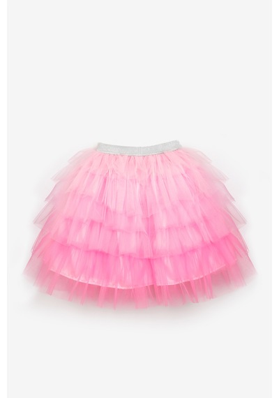 Le Mabelle Pembe Katlı Tüllü Kız Çocuk Uzun Etek - Azalea Pembe