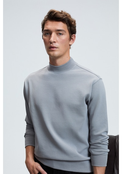 Grımelange QUILLA Erkek Yarım Balıkçı Basic Gri Sweatshirt