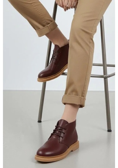 Bağcıklı Bilek Boy Klasik Termo Taban Bot - Bordo - 38 Bordo