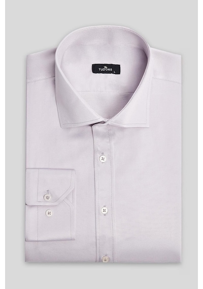 Tudors Erkek Modern Slim Fit Düz Saten Pamuklu Bej Gömlek-32972 Bej