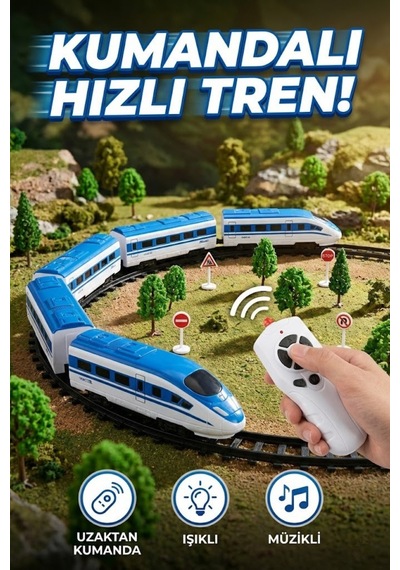 Uzaktan Kumandalı Tren Seti 30 Parça Sesli Ve Işıklı Büyük Boy Raylı Hızlı Tren Oyuncak