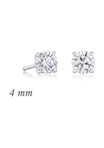 Gumush Gümüş Yuvarlak Tek Taş Zirkon Küpe - 4 Mm