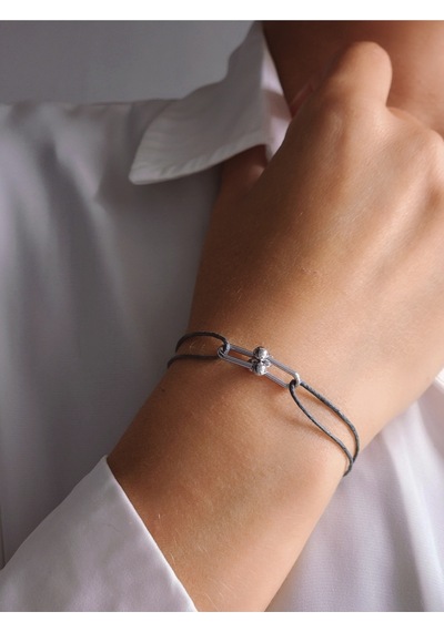 Tiffany Model Deri İpli El Yapımı Silver Füme Gri Renkli Bileklik Füme