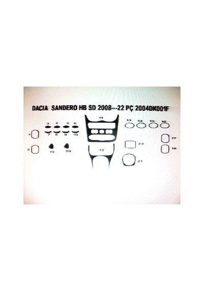 Dacıa Sandero 2008-2010 22 Parça Torpido Kaplama Renk Ceviz