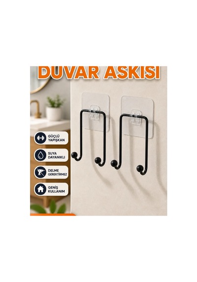 2'li Yapışkanlı Askılık Mutfak Banyo Ve Ev İçin Renkli