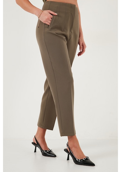 Lela Regular Fit Yüksel Bel Düz Paça Havuç Bayan Pantolon 68350109 Haki