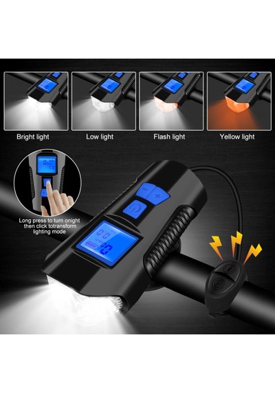 Bisiklet Lcd Hız Göstergesi Su Geçirmez Şarjlı Led Işık Km Ekran Siyah
