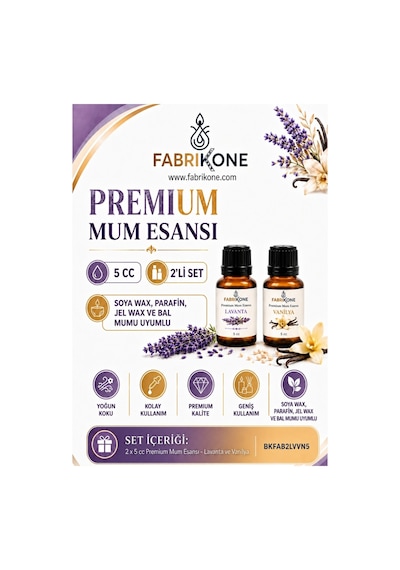 Premium Mum Esansı 5 Cc 2'li Set - Lavanta, Vanilya - Soya Wax, Parafin, Jel Wax Ve Bal Mumu Uyumlu Bkfab2lvvn5 Karışık