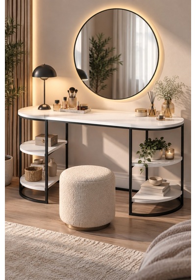 Sulorahome Beyaz Çalışma Ve Makyaj Masası 140 Cm