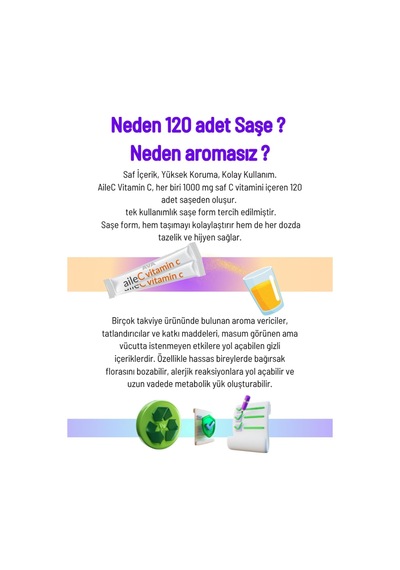 Aile C, 1000 Mg Vitamin C, 120 Saşe, Katkısız