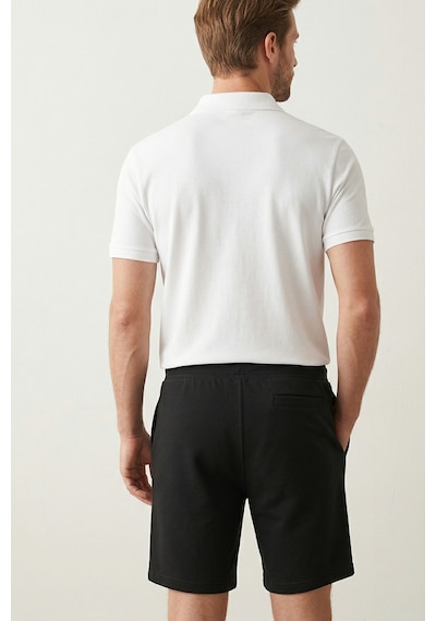 Elemge Pamuklu Erkek Siyah Casual Şort Yan Cepli Bağcıklı Regular Fit Boru Paça Günlük Bermuda 2 Iplik