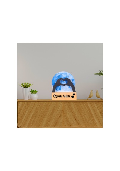 Led Işıklı Pleksi Dolunay Kişiselleştirilebilir Dekoratif Biblo Holly Kalp Anahtar Askılığı Mavi - 737348111 Mavi