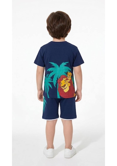Miniko Kids Erkek Çocuk Lion Modelli Pamuk Şortlu Takım Lacivert